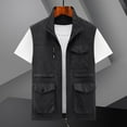 thumbnail image 5 of Mens Cargo Vests M-6XL Clearance Sale Plus Size Sleeveless Full Zipper Up Jackets Casual Solid Multi Pockets Outdoor Work Fishing Outerwear Vest Coats, 5 of 5