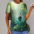 thumbnail image 6 of Funny Cute Panda Women's Short Sleeve Tops Casual Blouses T Shirt, 6 of 6
