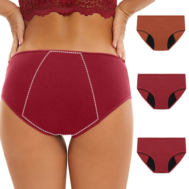 ylioge Culottes Menstruelles Grande Taille pour Femmes 3 Pack S-5X Taille Mi-Haute Réutilisables Culottes Menstruelles Étanches Multi-Usages Couvrance Totale