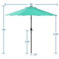 thumbnail image 2 of Topeakmart 9ft Solar LED Lighted Patio Umbrella with 8 Ribs Tilt and Crank Turquoise, 2 of 9