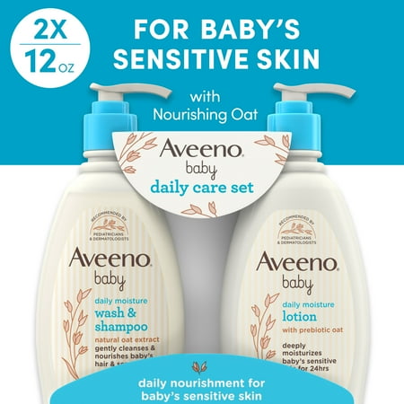 Aveeno Baby Daily Care Unisex Infant Gift Set, Baby Wash & Shampoo & Lotion, 2 Items