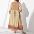 thumbnail image 4 of Ovzne Robes pour Femmes Robe d'Été Mode Grande Taille Style Ethnique Imprimé Col Rond Manches Longues Dentelle Taille Grand Ourlet Robe Femmes Robe Manches Longues Imprimée Liquidation, 4 of 4