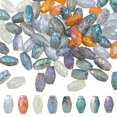 thumbnail image 1 of 80 cuentas de vidrio electrochapado en 8 colores, cuentas ovaladas transparentes facetadas de 10x6 mm, cuentas cilíndricas ovaladas con patrones de flecha., 1 of 7