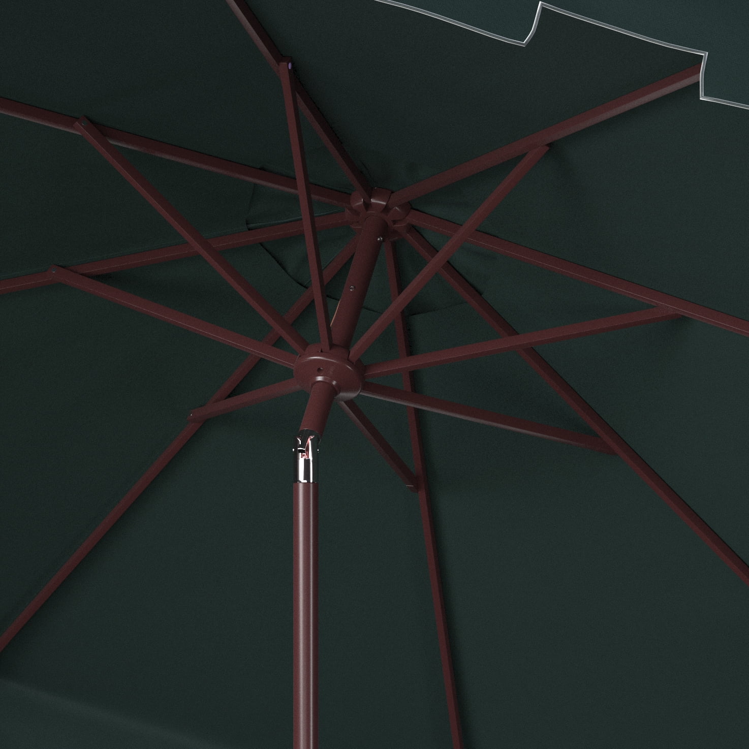 SAFAVIEH Zimmerman 11' Market Crank Round Patio Umbrella, Dark Green