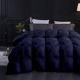 thumbnail image 2 of Navy Blue All Season Down Pin-Tuck Comforter- Eastern King Size 118 x 110 Inches 1 pc Pinch Pleated Comforter 600 GSM & 4-Corner Tab's 100% Egyptian Cotton- Navy Blue Solid, 2 of 15