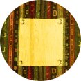 thumbnail image 1 of Ahgly Company Machine Washable Indoor Round Abstract Yellow Contemporary Area Rugs, 5' Round, 1 of 4