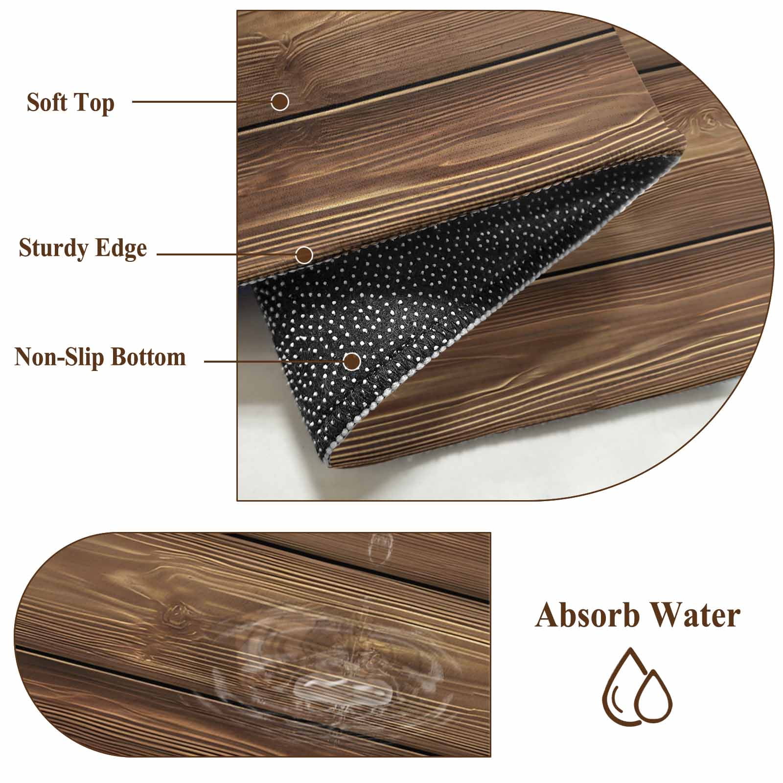 Farm Brown Wood Grain Area Rugs 3x5 ft Country Style Rustic Wooden Texture Washable Rug Non Slip Indoor Carpet Absorbent Floor Mat for Living Room Bedroom Dining Room