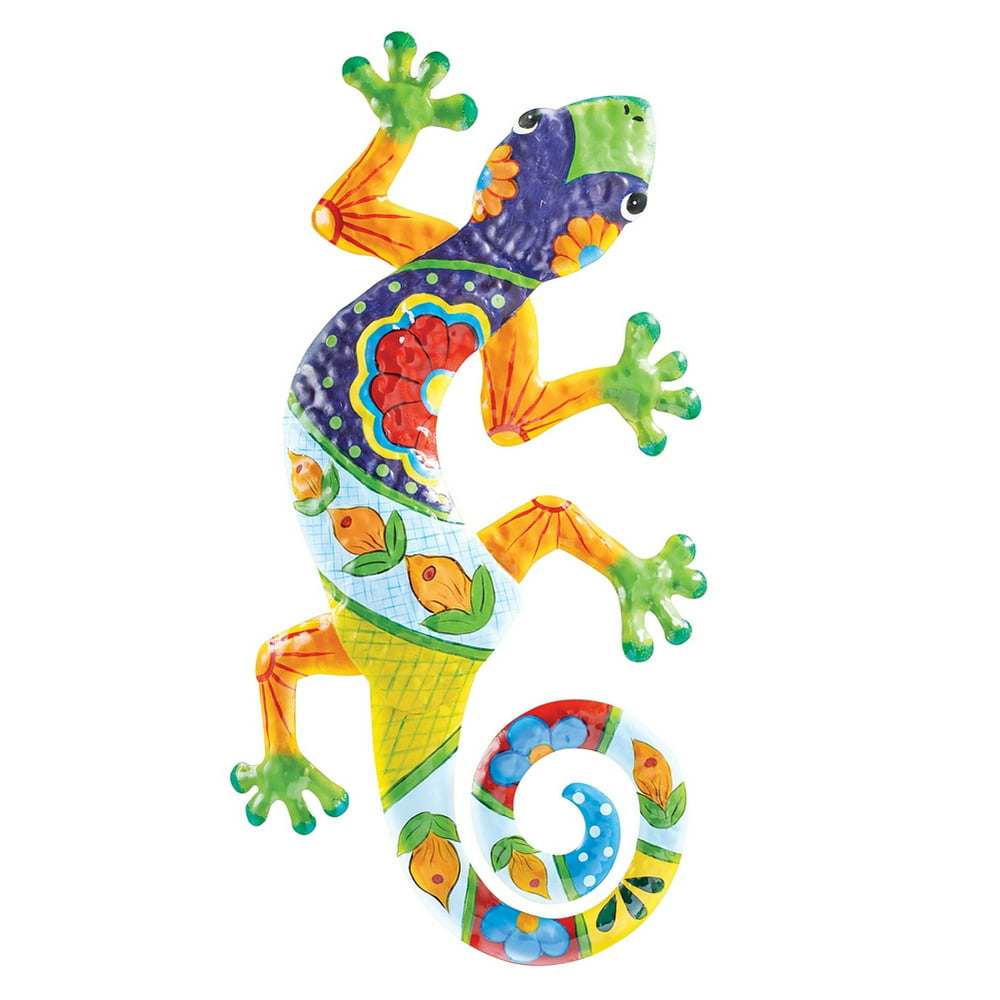 Collections Etc Colorful Lizard Wall Art Decor - Unique and Bold Accent