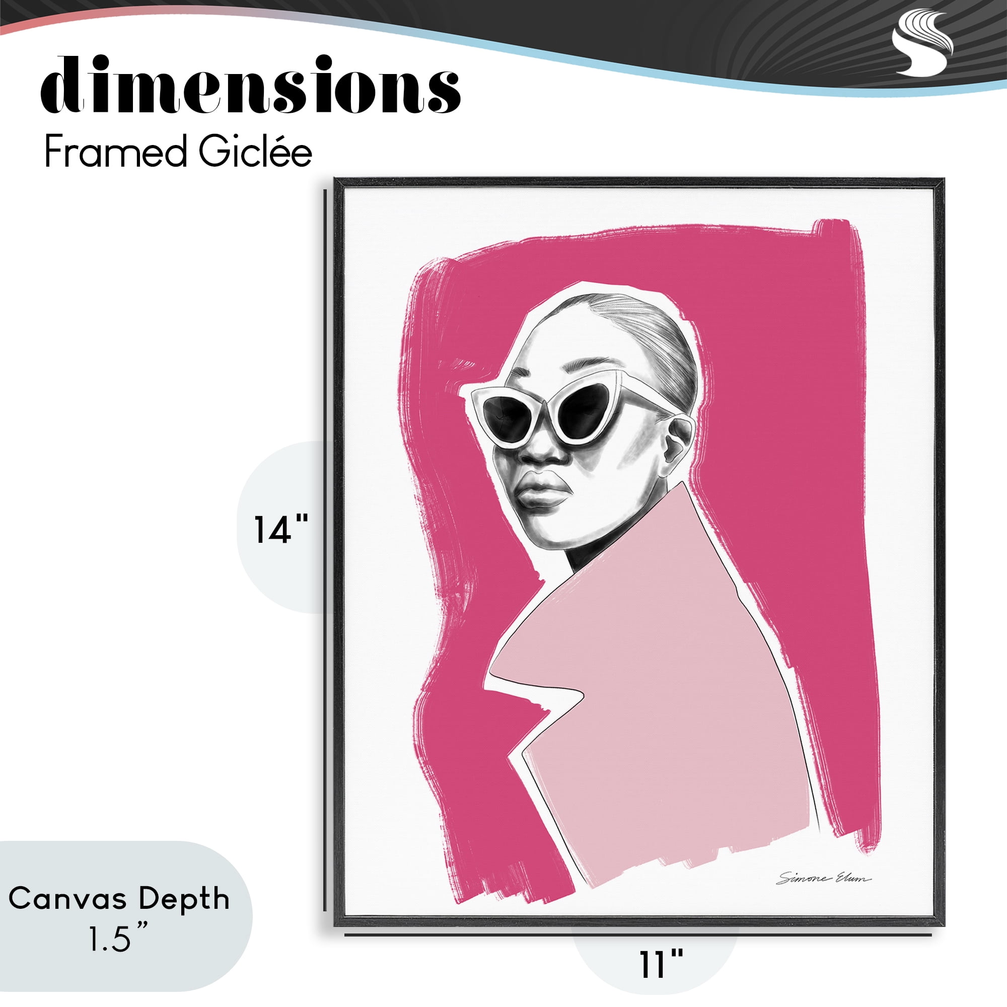 Stupell Industries Pink Attitude Fashion Portrait Black Framed Giclee Art, design by Simone Elum