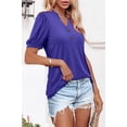 thumbnail image 3 of ONLYSHE Women's Summer V Neck T Shirts Blouses Puffed Short Sleeve Bottons Floral Tunic Tops, 3 of 5