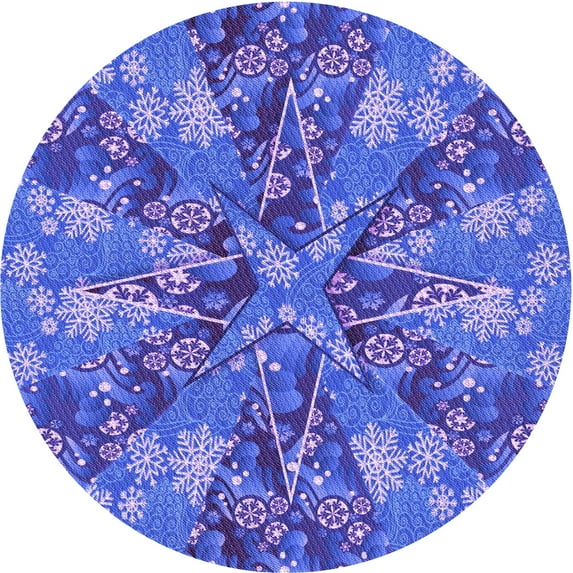 Ahgly Company Indoor Round Patterned Sky Blue Dress Blue Area Rugs, 4' Round