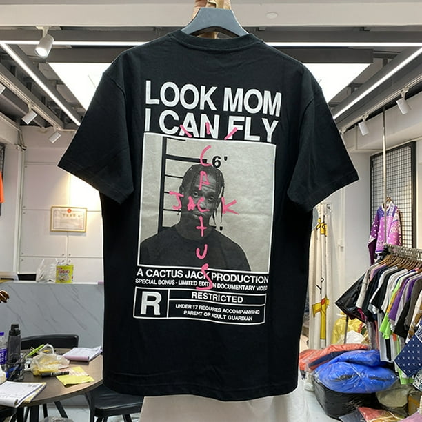Camiseta con estampado de Cactus Jack para hombre y mujer camisa 2024 de algodon con cuello redondo ropa de calle de verano ASTROWORLD Hip Hop 100 1 Walmart en linea