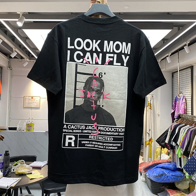 Camiseta con estampado de Cactus Jack para hombre y mujer, camisa 2024 de algodón con cuello redondo, ropa de calle de verano, ASTROWORLD, Hip Hop, 100%1