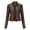 Brown01, variant on NARABB Women's LeatherJacket Leather Long Sleeved Short Lapel Jacket White L
