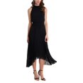 thumbnail image 1 of 1.STATE Womens Pleated Halter Above-Knee Midi Dress, black, XL, 1 of 1