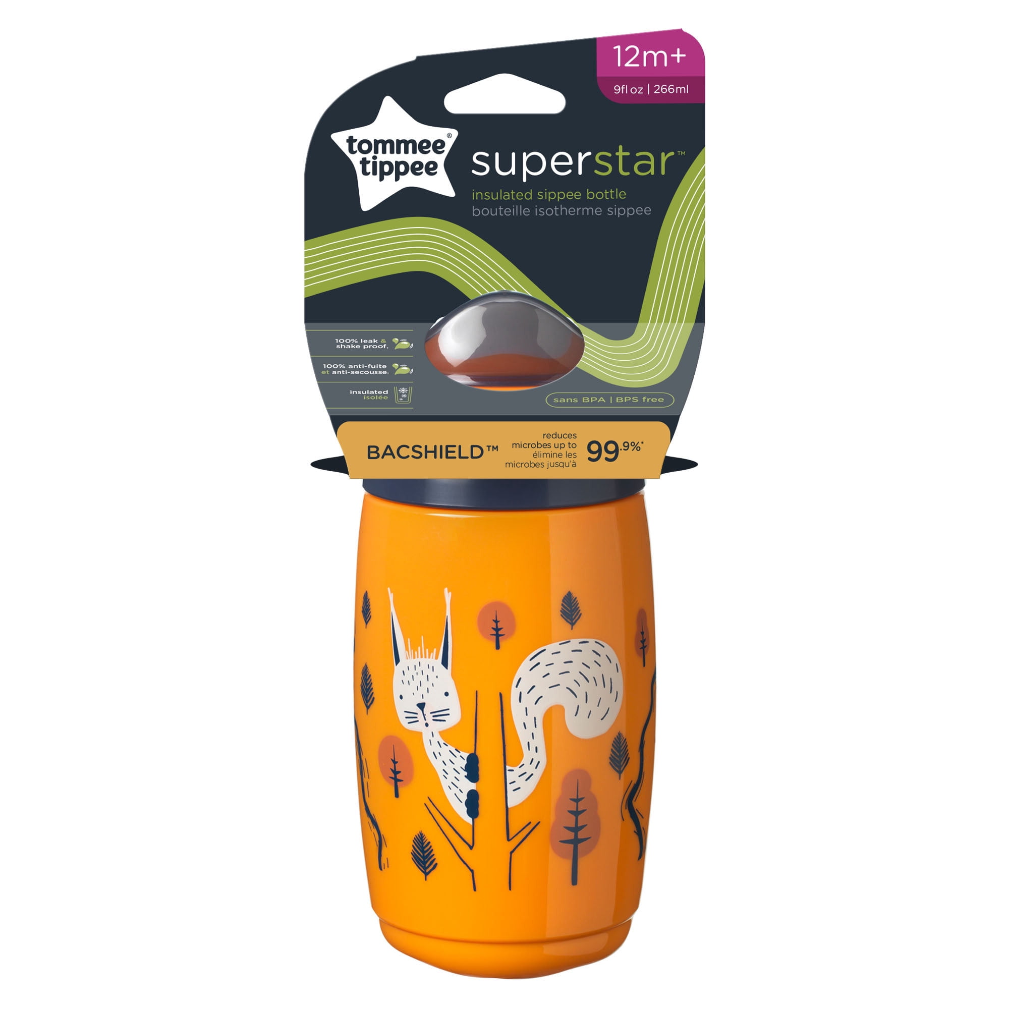 Tommee Tippee Insulated Sippy Cup (9oz, 12+ Months, 1 Count) Antimicrobial Tech | Spill-Proof, Shake-Proof