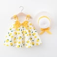 thumbnail image 1 of Vestido de verano con tirantes y estampado de lazo para niña pequeña, con sombrero, de Herrnalise, con descuento, 1 of 3