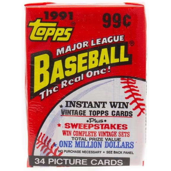 MLB Topps Trading Cards 1991 Baseball Trading Card WAX Box (34 Cards)