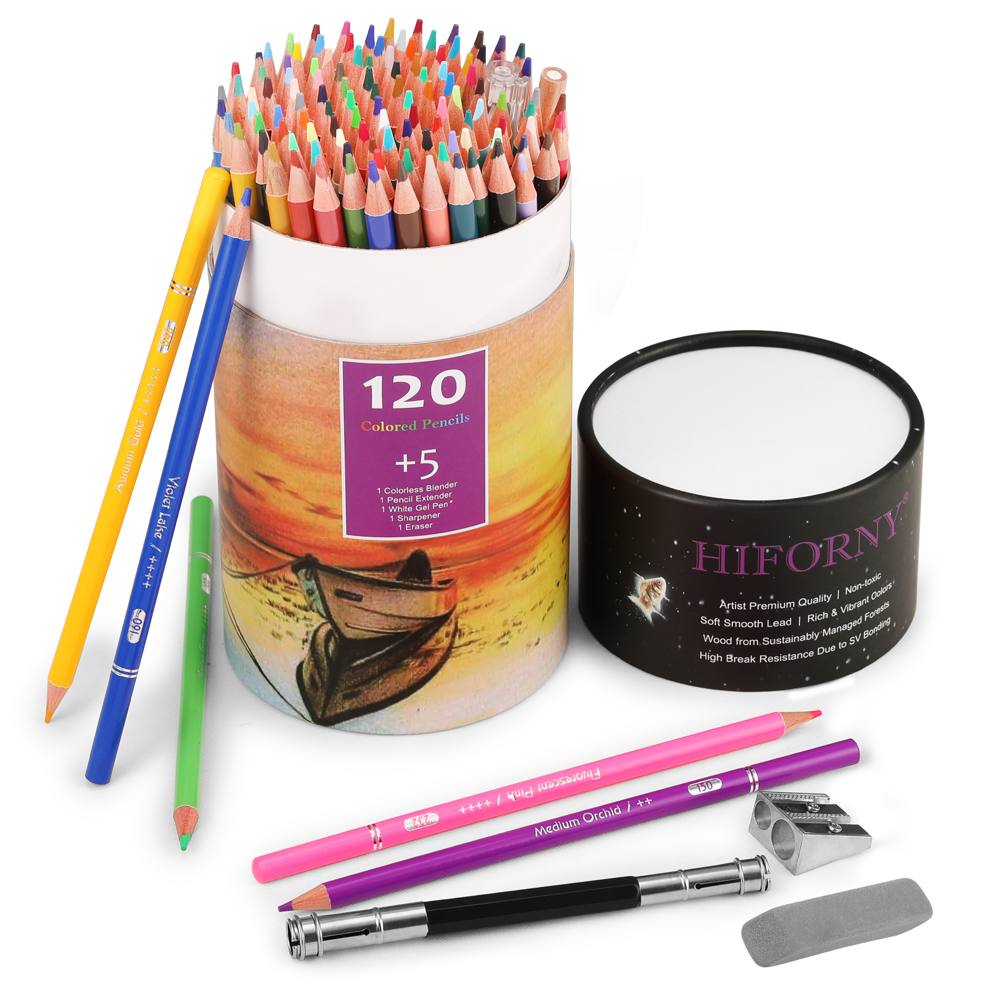 HIFORNY 120 Soft Core Colored Pencils Set with Blender photo 7
