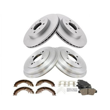 Front and Rear Brake Pad Rotor Shoe Drum Kit - Compatible with 2015 - 2019 Honda Fit 2016 2017 2018