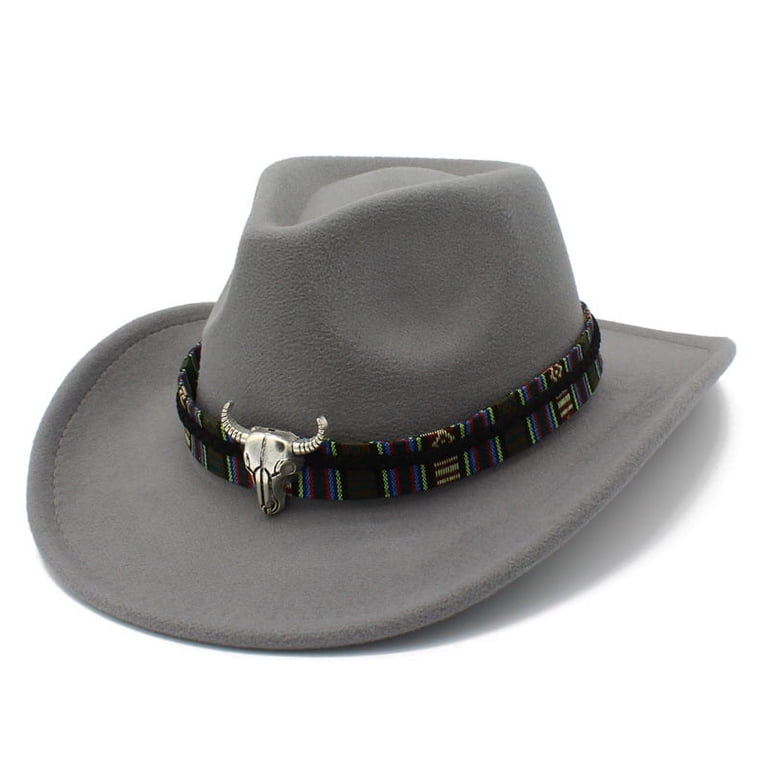 6268 Women & Men Felt Western Cowboy Hat Classic Roll Up Brim Belt Buckle Women & Men Felt Western Cowboy Hat Classic Roll Up Brim  main image 3