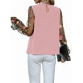 thumbnail image 5 of Women'S Floral Embroidery Mesh Mock Neck Flare Long Sleeve Blouse Top Pink XL, 5 of 9
