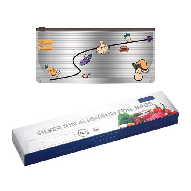 Reusable Ion Aluminum Stand Up Storage Pouches for Fresh Food Preservation and Kitchen Organization with Airtight Sealable Zipper Design