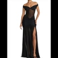 thumbnail image 1 of Vestido de Dama de con Escote en V, Plisado, de , 2025, con Hombros Descubiertos, Fluido, Formal, de Noche, para Invitada de Boda con Abertura Negro L, 1 of 8