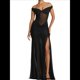 thumbnail image 1 of Vestido de Dama de con Escote en V, Plisado, de , 2025, con Hombros Descubiertos, Fluido, Formal, de Noche, para Invitada de Boda con Abertura Negro M, 1 of 8