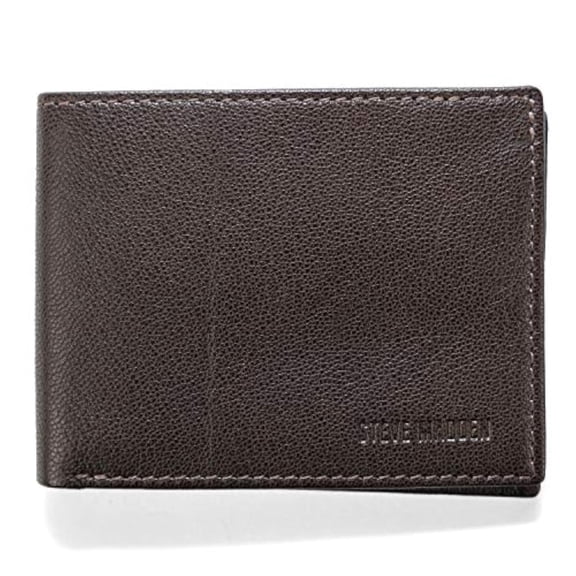 Cartera Steve Madden para Hombre de Cuero con RFID y Capacidad Extra, Marrón