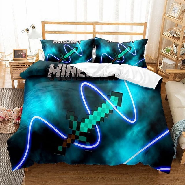 siniker Bedding Set Kids Quilt Cover 3D Cartoon Playing Bed Cover Set with Pillowcase and Zipper Closure