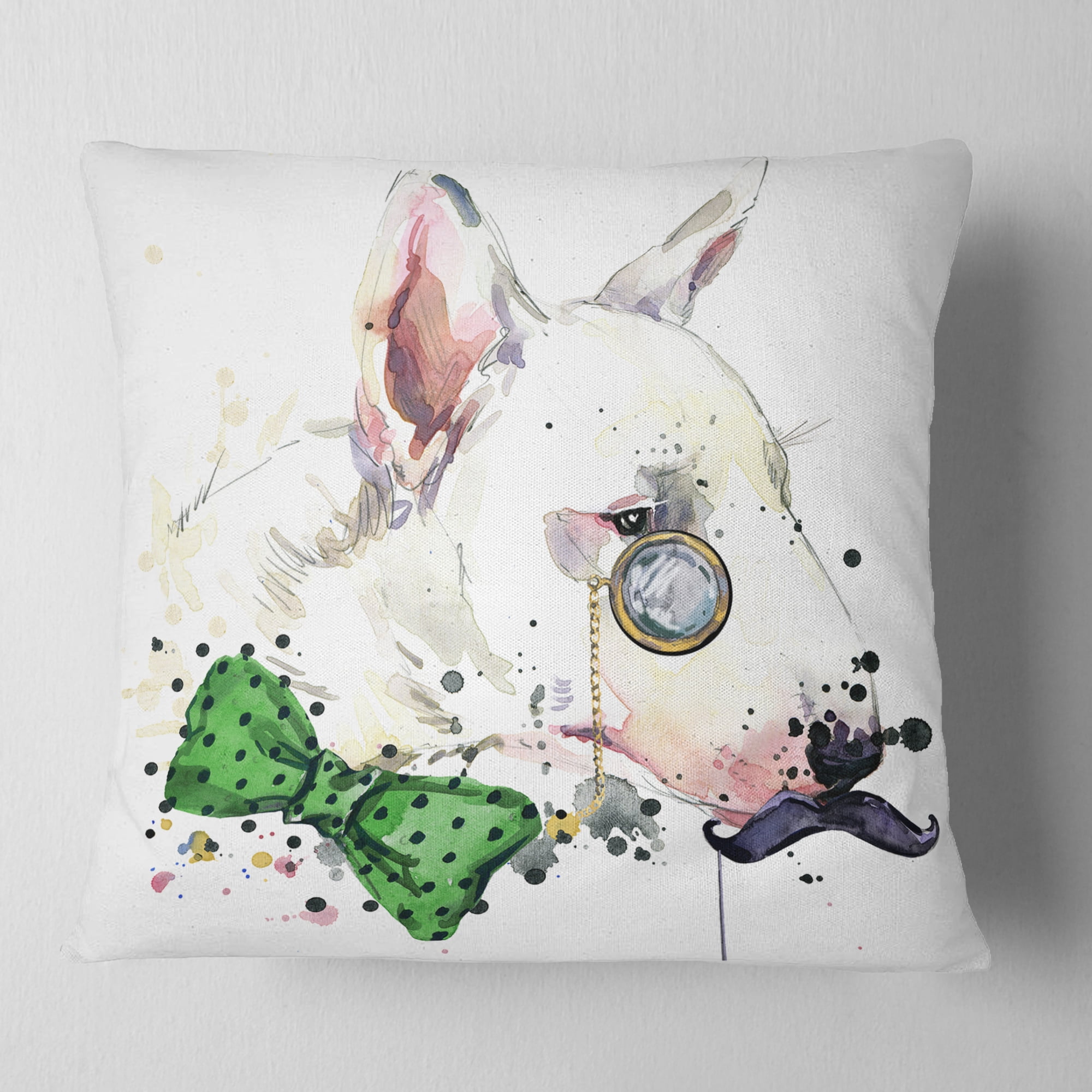 Designart Bull Terrier Dog - Animal Throw Pillow - 18x18