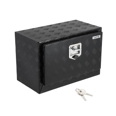 36 x14 x16  Underbody Truck Tool Box - Heavy Duty Aluminum Diamond Plate Lockable Storage Box with T-Handle Latch & Keys Waterproof Pickup Trailer Van Under-Vehicle Cargo Box Black