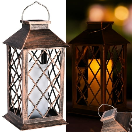 SteadyDoggie - Solar AJH3 Lantern Waterproof - Decorative 6X Pattern Hanging Patio Lights or Table Lamp - Illuminated No Cord Jar- Colorful Light Pathway Lantern for Garden Porch and Backyard