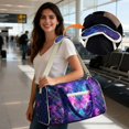 thumbnail image 2 of Garronmavis Purple Galaxy Butterfly Quilted Duffle Bag for Women, Large Weekender Bag Overnight Carry On Bag with Luggage Sleeve for Travel, Gym, Weekend Getaways, 2 of 7