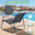 thumbnail image 2 of Ainfox 3 Piece Gray Patio Bistro Set, Outdoor Rocking Chairs with Glass Coffee Table, Gray Steel Frame Furniture for Balcony Porch Garden, 2 of 6