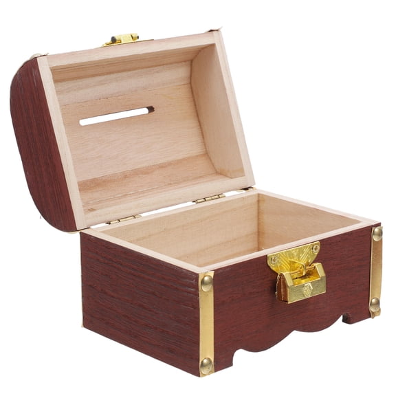 Raindrops Treasure Chest Money Box Storage Box Brown Wood 1Pack