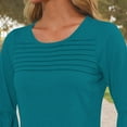 thumbnail image 6 of Womens 3/4 Sleeve Tops and Blouses Dressy Fashion Pleated Top Solid Color Crew Neck Shirts Ruffle Flare Sleeve Top Clearance Deals Sales, 6 of 6