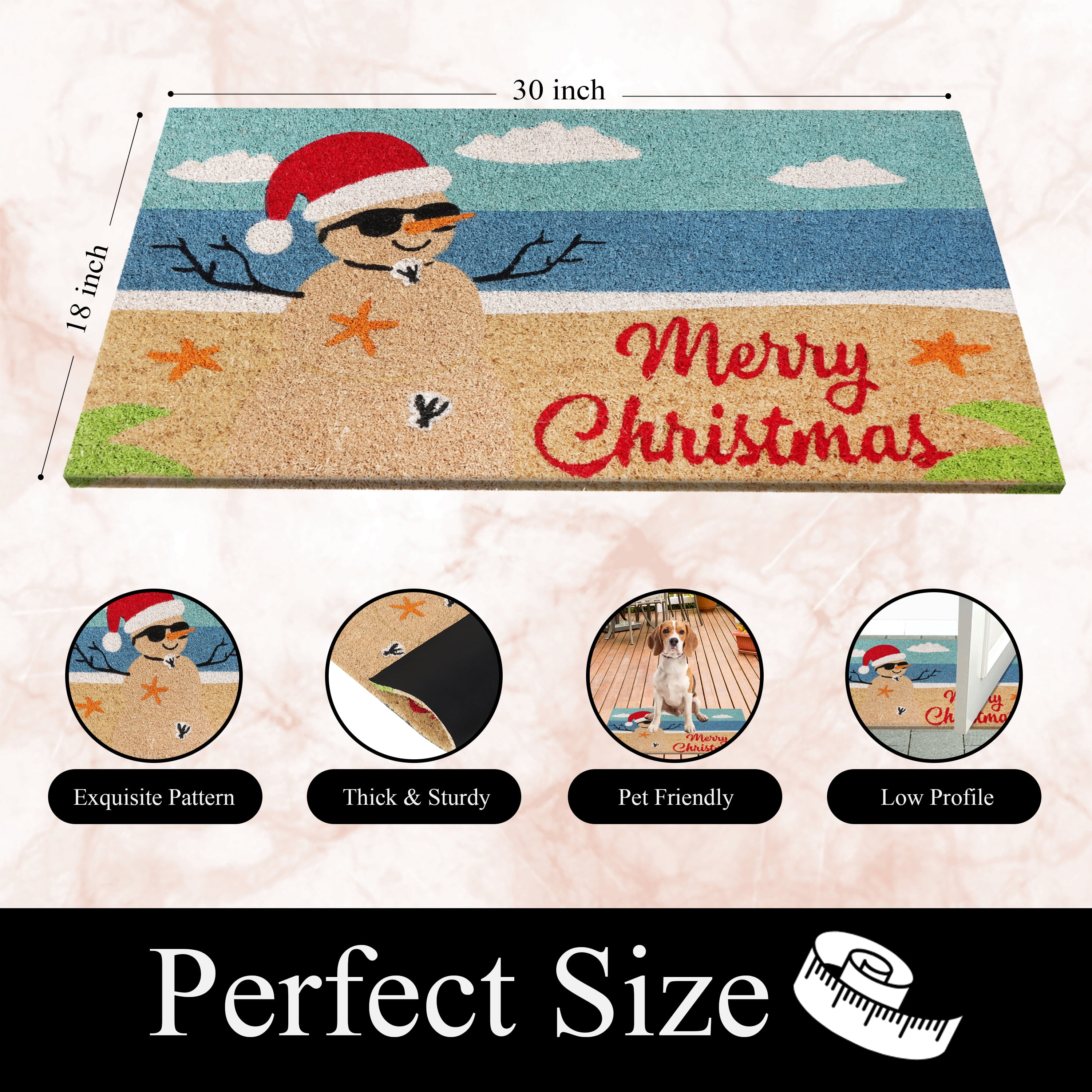 A1HC Natural Coco Coir Door Mat with Heavy Duty Non-Slip PVC Backing - 18" x 30" - Easy to Clean, Pet Friendly Outdoor Welcome Mat for Home