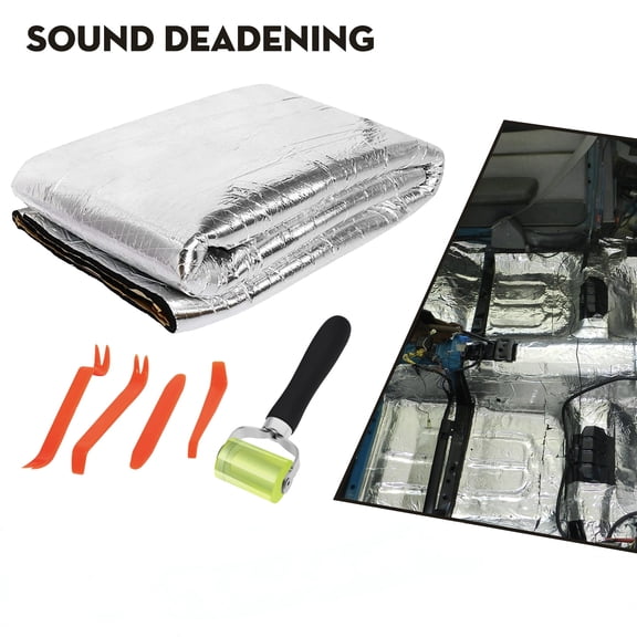 MODIGT 200mil 26 Sqft Car Sound Insulation Mat,Closed Cell Foam with Aluminum Foil for Car Interior Sound Insulation(1 Roll 1 Rollers 4 Remove Tools)