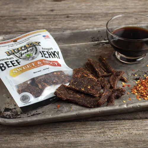 Lucky Beef Jerky Sweet & Spicy Slab Jerky - 1.5oz Bag - 4 Pack - High Protein Snack, Perfect for On-the-Go