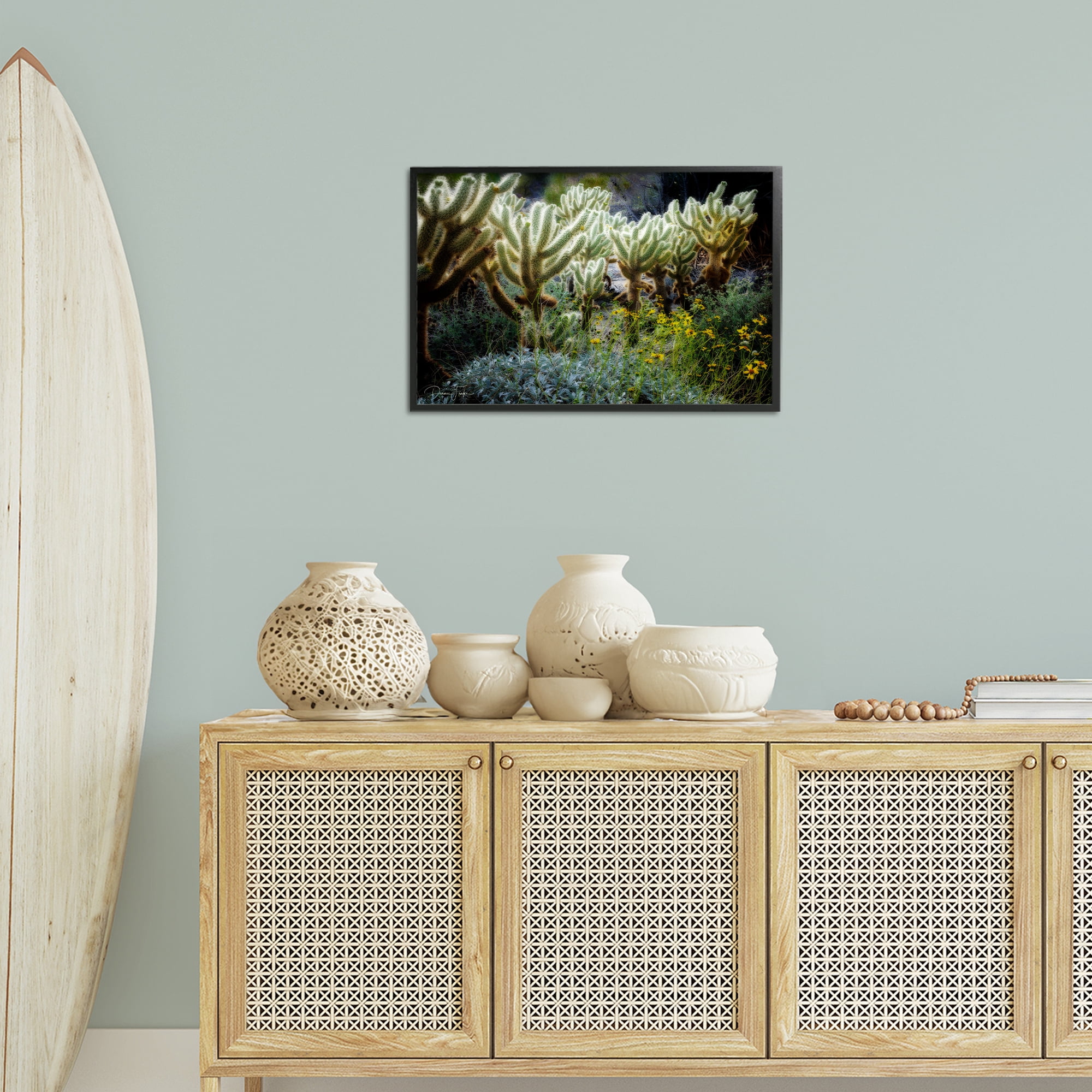 Stupell Industries Desert Cactus Forest Landscape Photography Black Framed Art Print Wall Art, 24 x 16