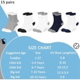 thumbnail image 7 of Kids Socks, 15 Pairs Toddler Sock Crew Mid Calf Cut Casual Dress Soft Socks for Boys Girls 1-13 Years, 7 of 7