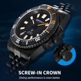 thumbnail image 3 of Reloj de buceo para hombre Cristal de zafiro recubierto con AR Bisel giratorio Reloj automático con corona atornillada Reloj de pulsera de acero inoxidable resistente al agua 20ATM Blanco súper brillante Todo negro, 3 of 5