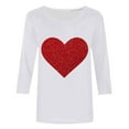thumbnail image 4 of XIAOCHA Women's Glitter Heart T Shirt Three Quarter Sleeve Graphic Tee Casual Daily Wear Top, 4 of 4