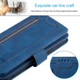 thumbnail image 4 of Funda tipo cartera para iPhone 6 iPhone 6s, 9 ranuras para tarjetas, bolsillo con cremallera, funda de piel sintética, color azul, 4 of 5