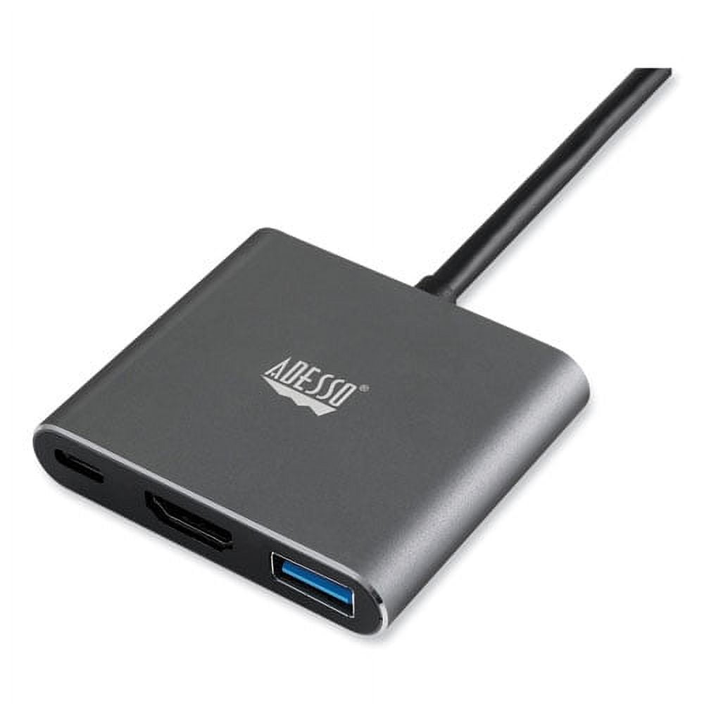 3-in-1 USB-C Multi-Port TAA Compliant Docking Station, HDMI, USB-C, USB 3 A+PD, Black/Gray | Bundle of 2 Each