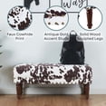 thumbnail image 6 of Designs4Comfort Cow Print Bench with Nailheads in Brown and White Fabric, 6 of 7