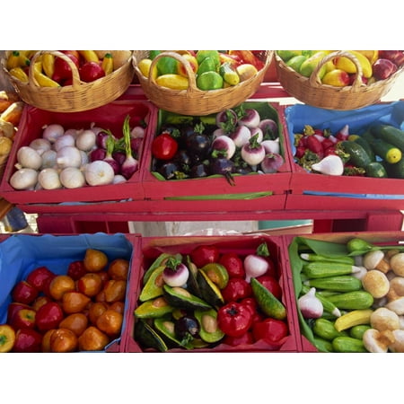 Close-Up of Vegetables for Sale on Market Stall, Playa Del Carmen, Mexico, North America Print Wall Art By Miller