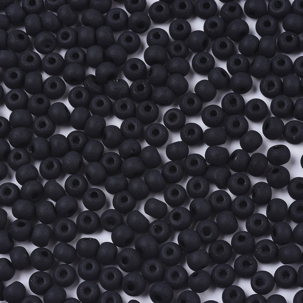 1bag Frosted Colours Glass Beads Opaque Colours Round Black 4x3mm Hole: 1mm about 4500pcs/bag